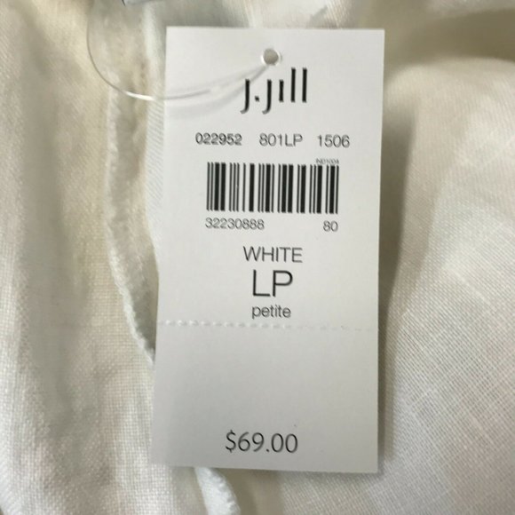 Pure Jill Womens High Rise Flat Front Linen White Slim Cropped Pant Sz LP Petite - Picture 5 of 8